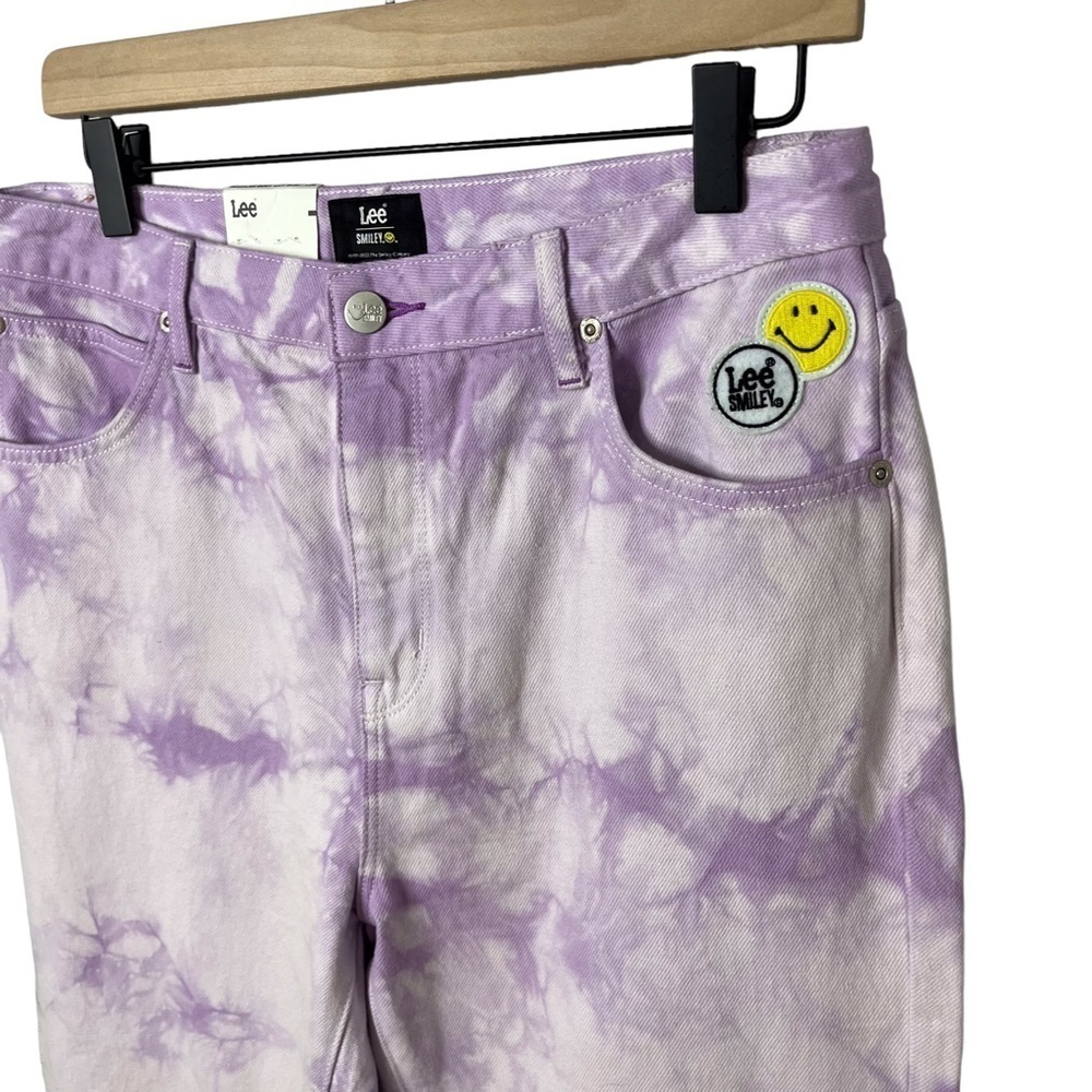Lee Smiley x Tie Dye High Waist Flare Jeans Purple Size 28 Special Edition - Picture 3 of 9